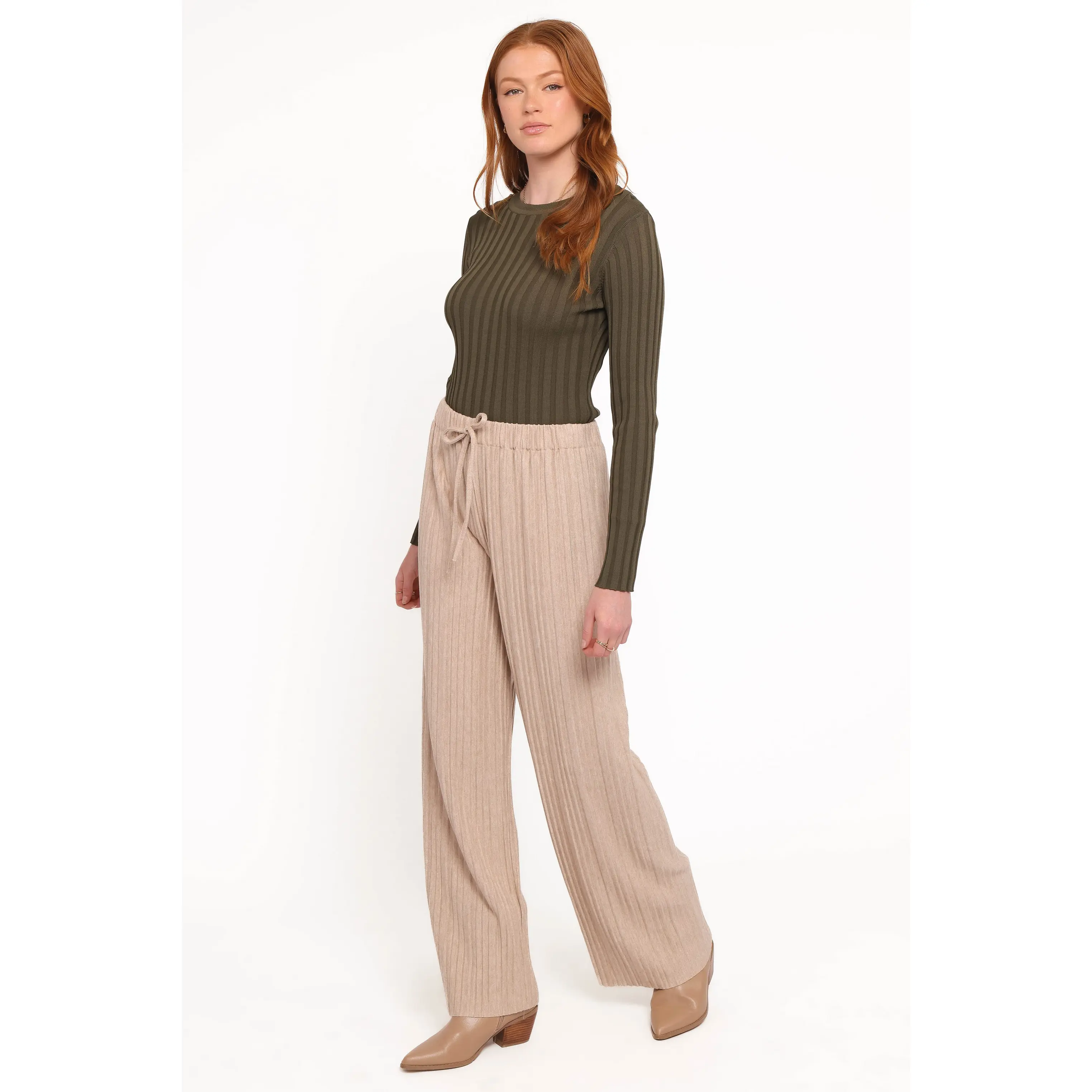 Davis Pleated Knit Pant - Beige