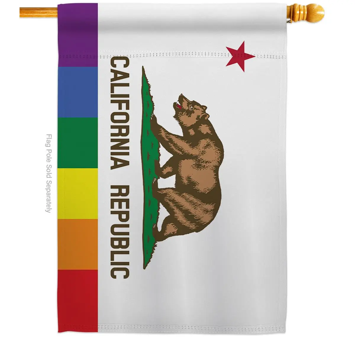 California Republic Pride Support 28 x 40 in. Double-Sided Decorative Horizontal House Flags Decoration Banner Garden Yard Gift
