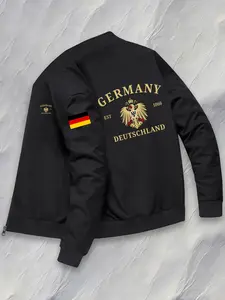 Men's German Flag Jacket, Germany Design Baseball Coat, Zipper Closure, Casual Outerwear (//)
