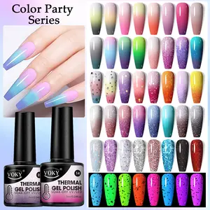 VOKY 48-Pack Gel Nail Polish Kit - Nail Care Cosmetic Set with Ombre Gradient, Thermal Color Change, Glitter Confetti Sparkle, UV LED Soak-Off Formula, Glossy Finish, Wipe-Ready for Festivals, Gifting