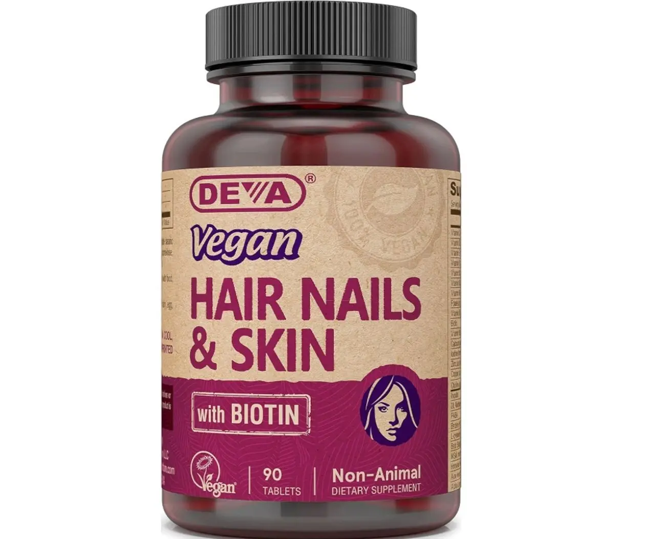 DEVA Vegan Hair, Nails & Skin Vitamins & Minerals with Biotin, Supplement, 90 Tablets