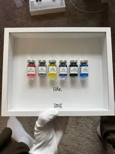 3D Shadow Box Frame - Doses of Life Emotions Vial Wall Art (Love, Loss, Hope, Fear, Chaos, Peace), Meaningful Home Decor Gift for Room & Desk