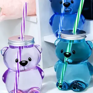 Durable Cartoon Bear Straw Cup for Kids - Adorable Design - Bottle, Drinkware Water Bottles Portable Reusable Washable Bottled