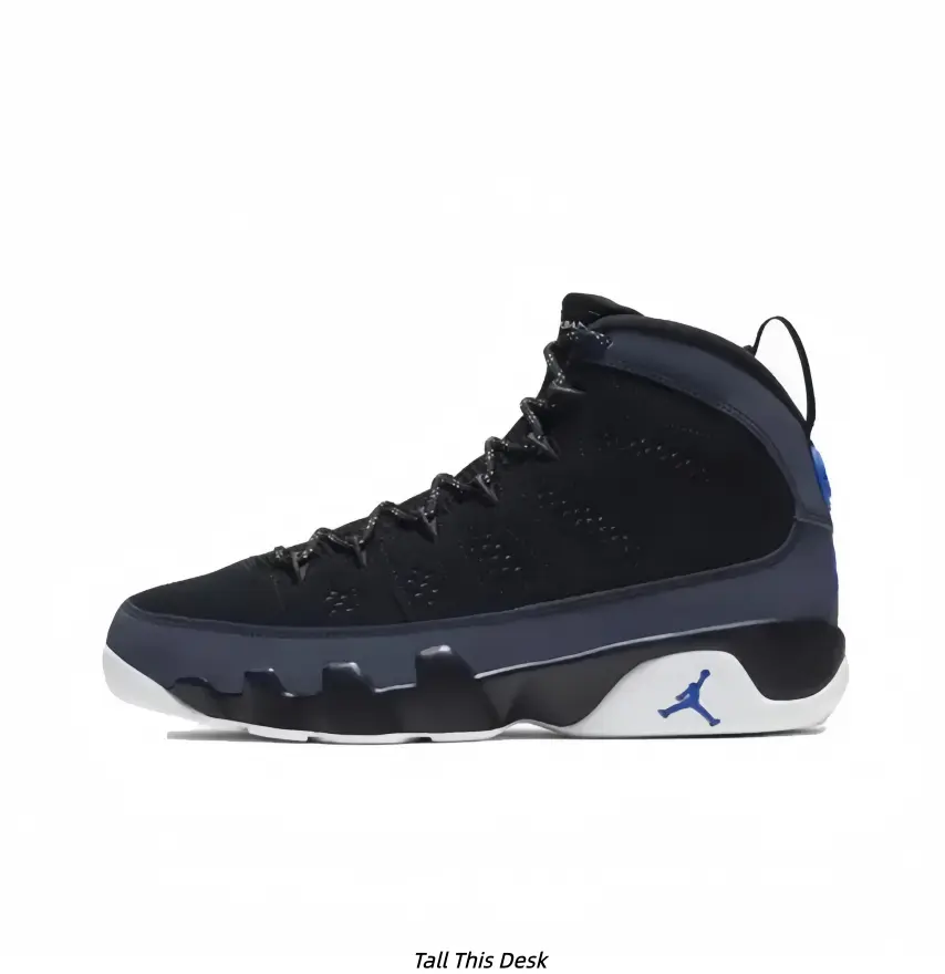 Black & Blue Shiny Coating High Top Vintage Basketball Sneakers, Unisex Dark Street Sport Casual Footwear For All Seasons