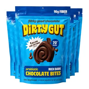 Rich Dark (6 Bags) - DIRTY GUT Probiotic Chocolate Bites - Gut Friendly, Sweet Treat, High in Fiber