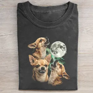 90s Three Chihuahua Moon Comfort Colors T-shirt, Vintage 90s Howling Chihuahua Tee, Unisex Fit Design, Casual Streetwear, Gift for Dog Lovers