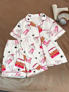 Women's 2-Piece Pajama Set, Casual Comfortable Short Sleeve Top and Shorts, Summer Loungewear for Relaxing at Home