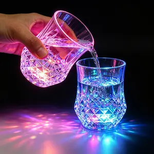 Multicolor LED Glowing Wine Glasses Night Party Supplies Durable Long-Lasting for Home Games Parties Birthdays Christmas Discos Valentine's Day Weddings New Year Family Gatherings Bar Use Valentine Gift for Boyfriend Shimmering Plastic