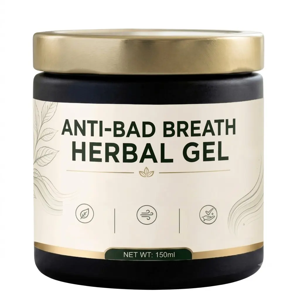 Anti-Bad Breath Herbal Gel – Deep Gum Cleansing & Odor Control – Charcoal + Mint + Probiotics – Instantly Freshens Breath – Soothes Gums – Non-Staining – Net 150ml