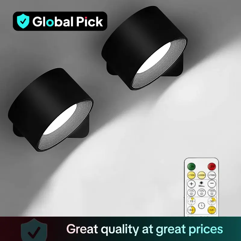 LED Wall Mounted Night Light, USB Rechargeable 360° Adjustable Angle Wall Light With Remote Control & Accessory For Bedroom, Display Wall, Cabinet, Ha