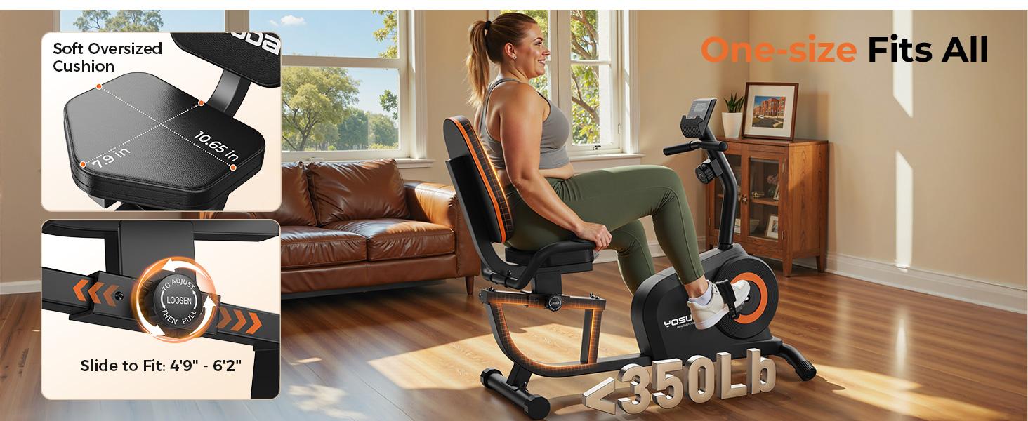 YOSUDA Recumbent Exercise Bike for Home,Magnetic Staionary Bike for Seniors/Adults with Adjustable Seat, 350LB Capacity, 16-level Resistance, LCD Monitor & Pulse Sensors YOSUDA Recumbent Exercise Bike for Home,Magnetic Staionary Bike for Seniors/Adults with Adjustable Seat, 350LB Capacity, 16-level Resistance, LCD Monitor & Pulse Sensors