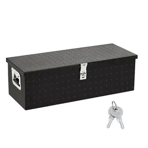 30 x 13 x 9.6 inch Steel Heavy Duty Truck Bed Tool Box, Trailer Tongue Tool Box with Lock, Tool Box for Storage, Utility Trailer Tool Box for Truck Pickup RV Garage，Black