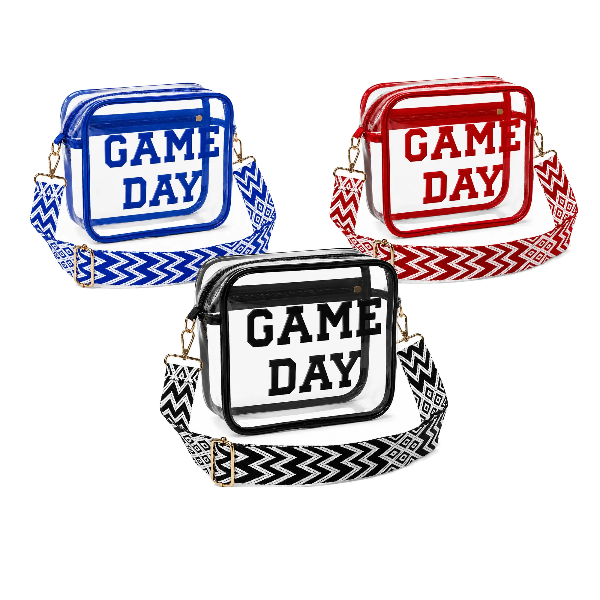 Clear Stadium Bag for Women, Game Day Crossbody Purse with Adjustable Wide Strap and Zip Closure for Football Games, Concerts and Sports Events