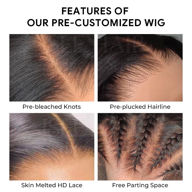 ISEE Straight 13*4 Transparent Lace Front Wigs Pre-Plucked Human Hair Wig in Natural Black Color #SpringStatements