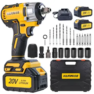 20V cordless impact driver/driver-drill set, brushless electric impact gun drill, optional 4000mAh battery, tool case, charger, socket, and a complete accessory kit. Perfect as a car and home gift for men | Christmas gift