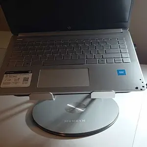 【 MUNBYN 360° Rotating Laptop Stand】Adjustable Foldable Aluminum Laptop Stand, 2-in-1 Multifunctional Laptop Stand Hub for Gaming laptop & Mobile stand,Gray