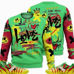 Ja 3 Jurassic Park Explorer Sweatshirt Outfits, Happy Love Beats Graffiti Streetwear Unisex Sneaker Matching Shirts
