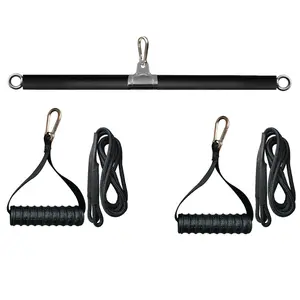 Non-detachable Lat Pull Down Bar Cable Attachments for Gym, Lat Pulldown Attachments, Straight Bar, Resistance Band Bar for WeightLifting Workout
