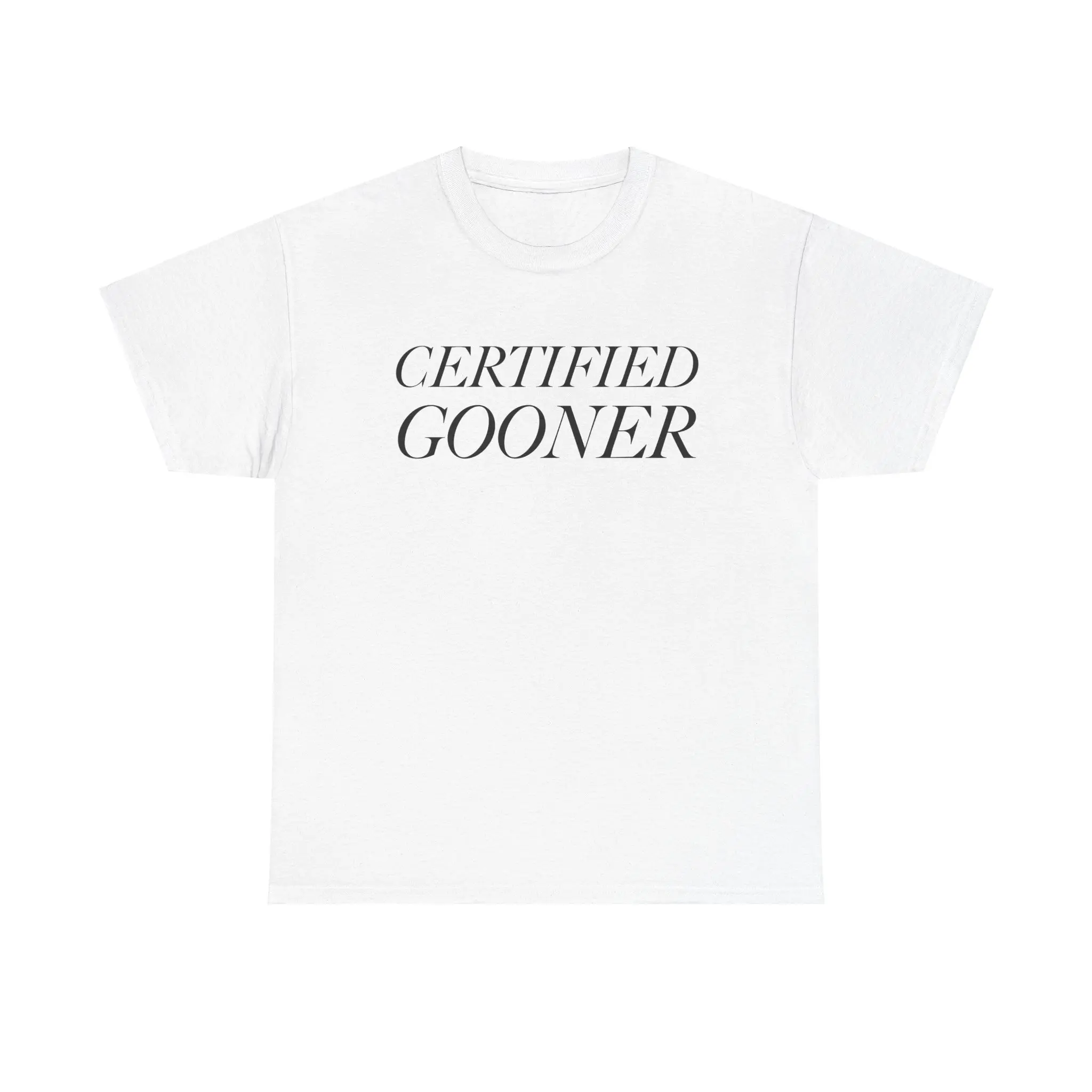 Men's Cotton 'Certified Gooner' Graphic T-Shirt, Casual Short-Sleeve Round Neck, Breathable & Machine Washable for All Seasons, Certified Gooner Print, Text Print, M, Menswear, Normal Type