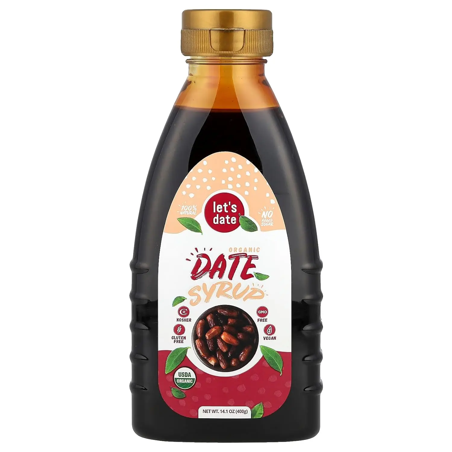 Let’s Date | Organic Date Syrup | Healthier Sugar Substitute | NO Added Sugar | Vegan | Paleo | Gluten Free | Kosher | Non- GMO | Natural Alternative Sweetener | Squeezable Bottle (14.1 oz)