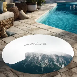 360 Stand 5x5 ft. Scandinavian Mountains Round Outdoor Chenille Printed Rug - Versatile Home Decor for Gardens, Outdoor Patios, with Tranquility & Just Breathe Design, Printed Chenille Face, Balcony Area Rugs