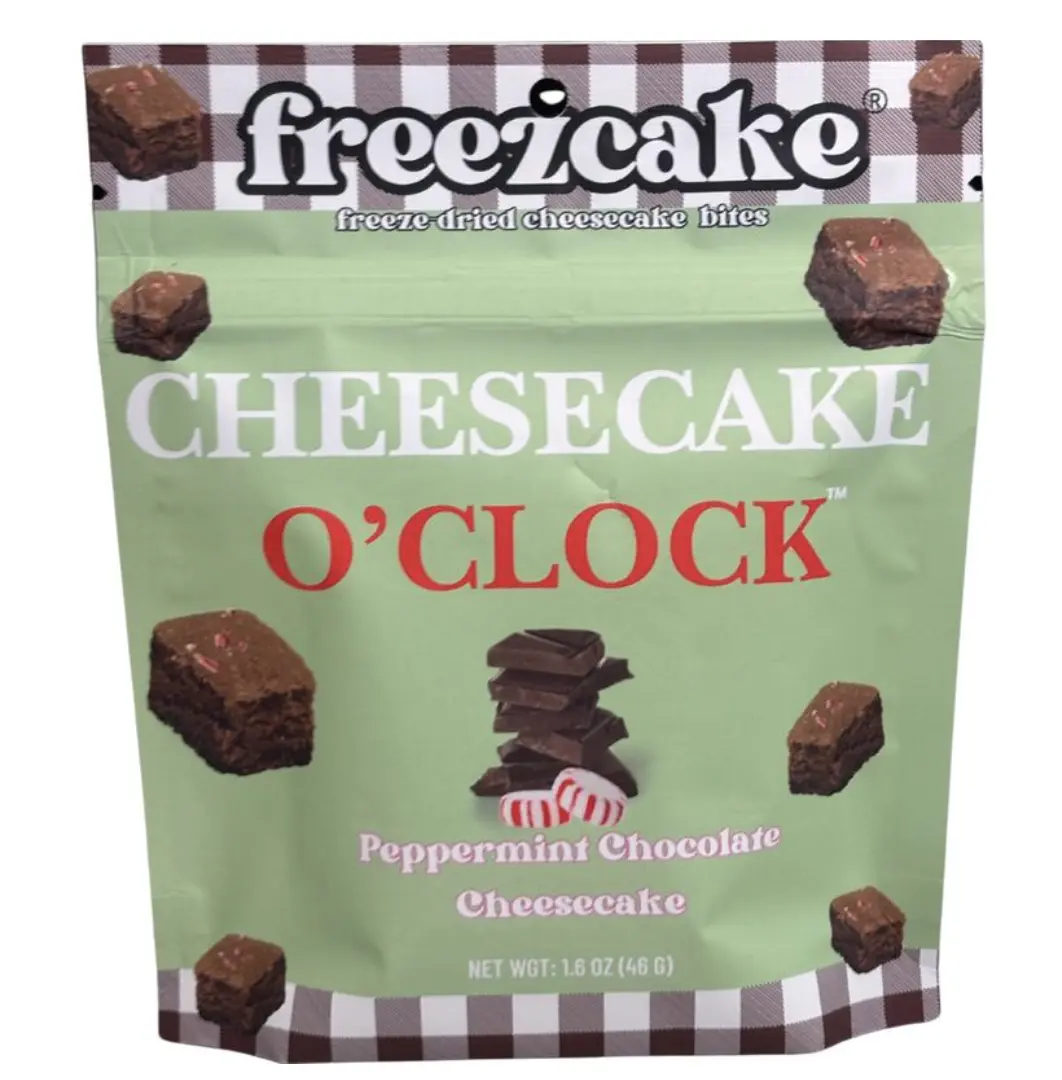 Freezcake Freeze-dried Wheat Cheesecake Bites - Peppermint Chocolate, 2 oz Snack Pack, Ambient, 24-Month Shelf-Stable, Kosher Certified, Quick-Easy Dessert, Travel-Ready