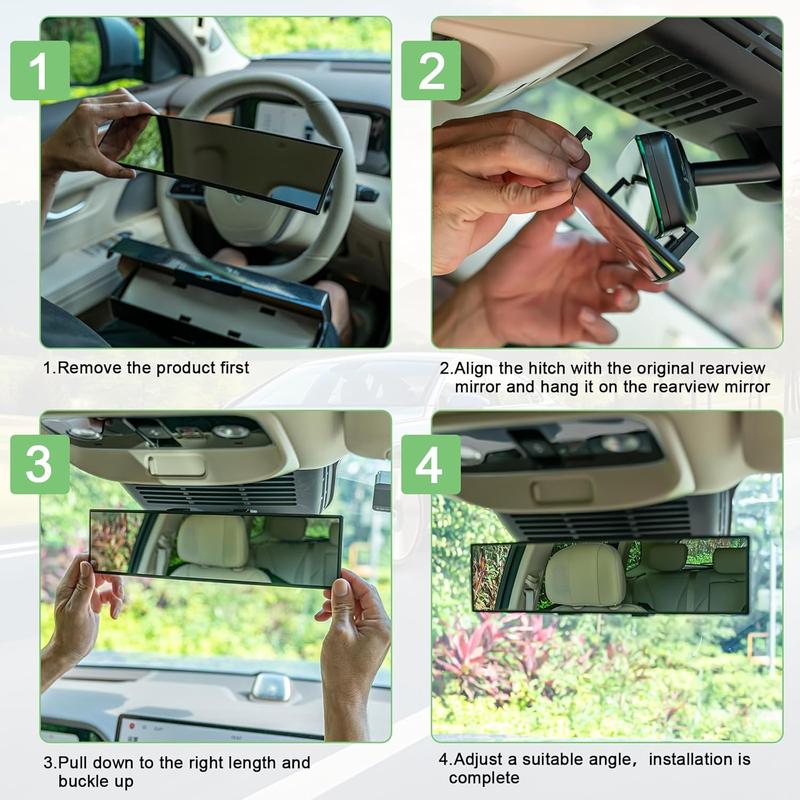 Rear View Mirror, Interior Clip-on Wide Angle Rear View Mirror, Universal 11.81 Inch Panoramic Convex Rearview Mirror, Rear View Mirror Accessory, for Cars,SUVs,Trucks, Various Kinds Vehicles Rear View Mirror, Interior Clip-on Wide Angle Rear View Mirror, Universal 11.81 Inch Panoramic Convex Rearview Mirror, Rear View Mirror Accessory, for Cars,SUVs,Trucks, Various Kinds Vehicles