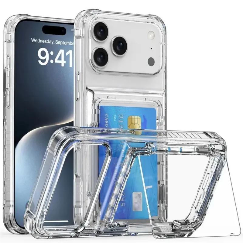 Transparent Photocard Phone case for iPhone 17 Air 16 15 Plus 14 13 12 11 Pro Max, Anti-yellowing Clear Phone Case with Flip Open Card Holder