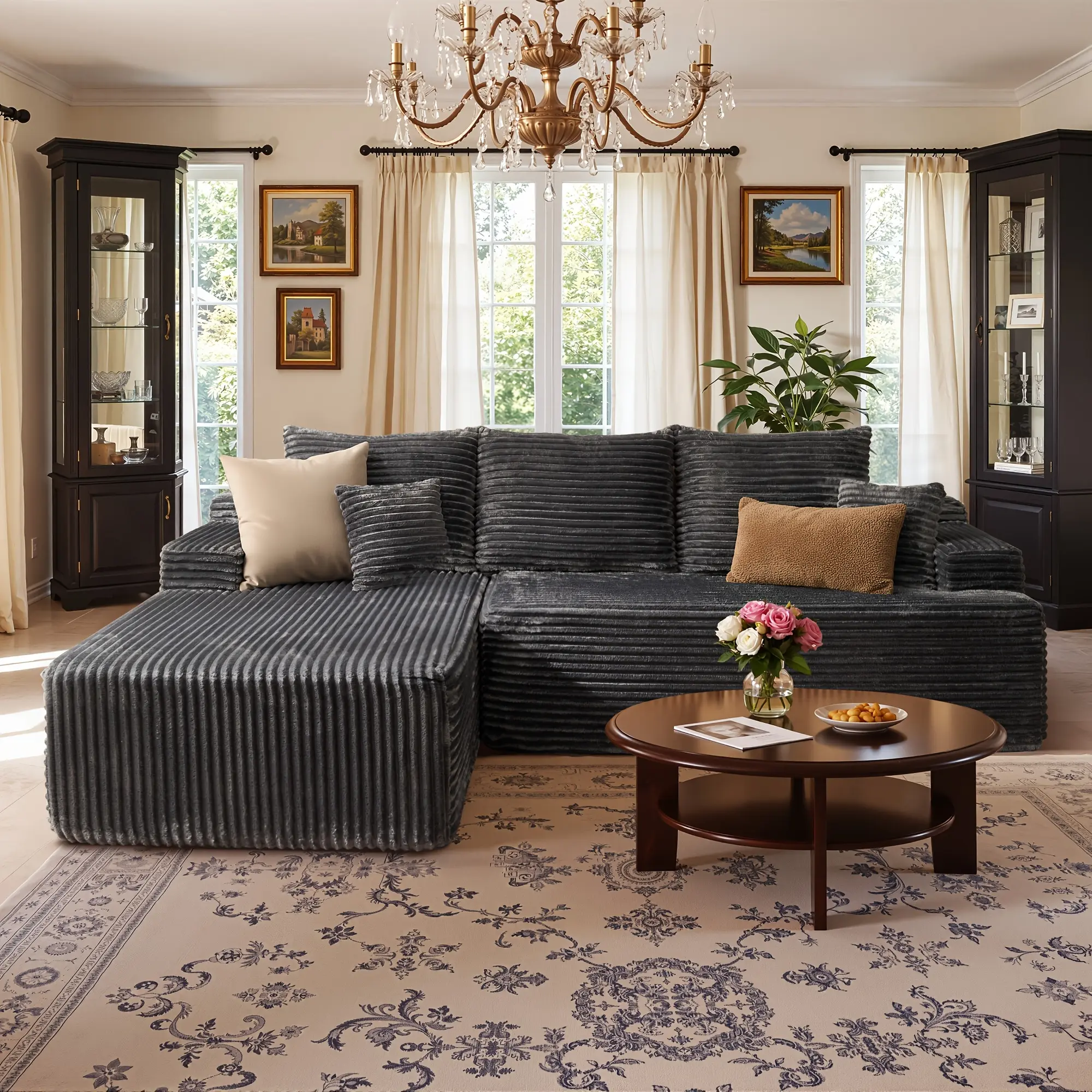 Dark grey（Left Chaise + Right Armrest）