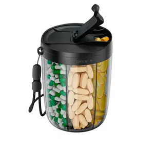 6 Compartment Travel Pill Organizer, Anti-Mixing Daily Pill Case, BPA-Free Portable Supplement Dispenser for Purse