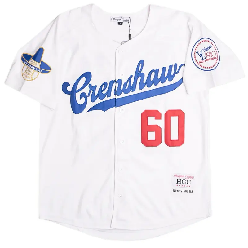 Nipsey Hussle Crenshaw Jersey - White with Red Number 60 & Logo, Headgear Classic Design