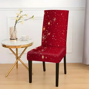2/4/6 PCS Red Star Chair Covers, Soft Stretch Dining Chair Slipcovers, Removable & Washable Chair Protectors for Kitchen, Restaurant, Hotel, Party & Home Decor