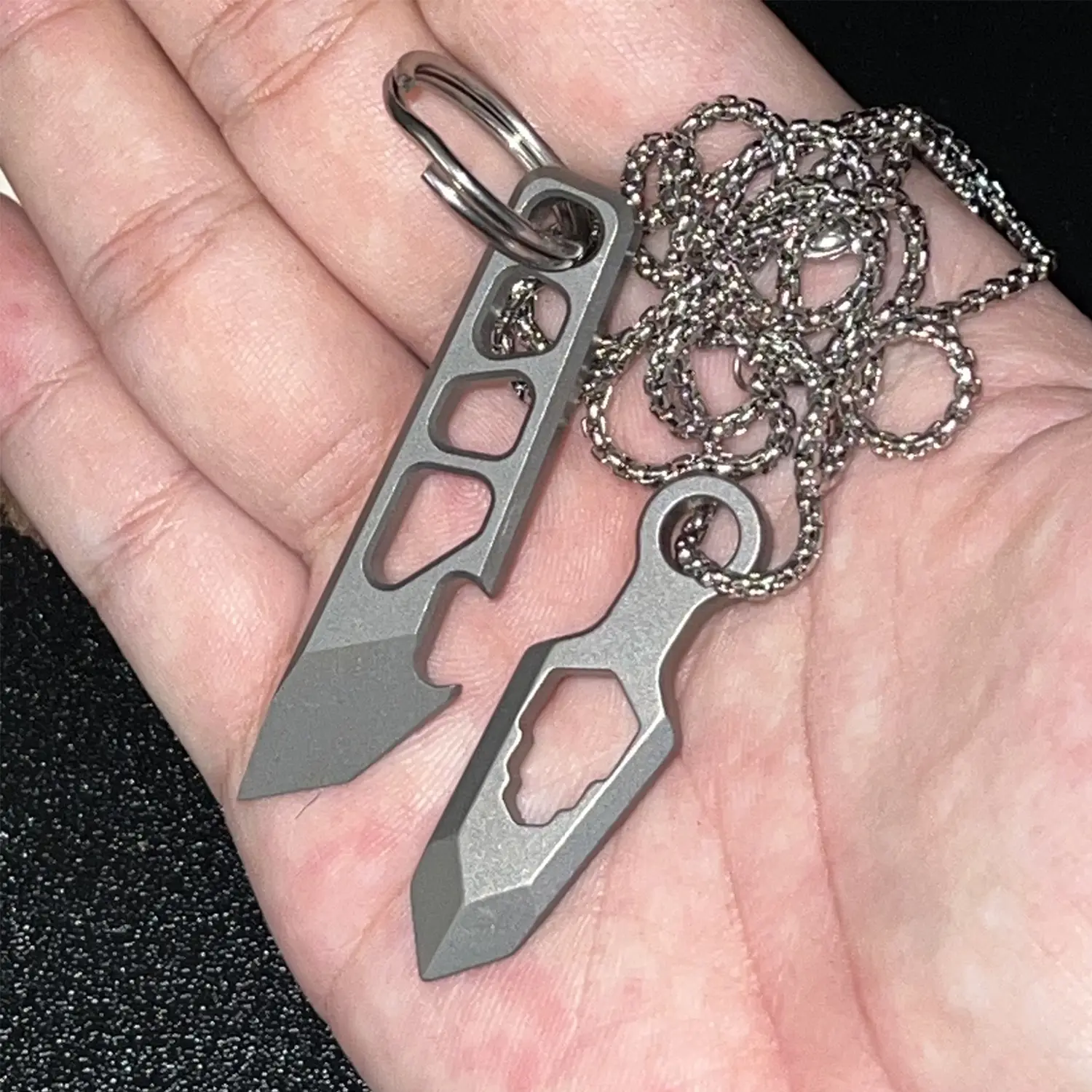 Titanium EDC Pry Bar Multitool.Multifunction Box Cutter Beer Opener.Key Ring Accessory .Popular necklaces