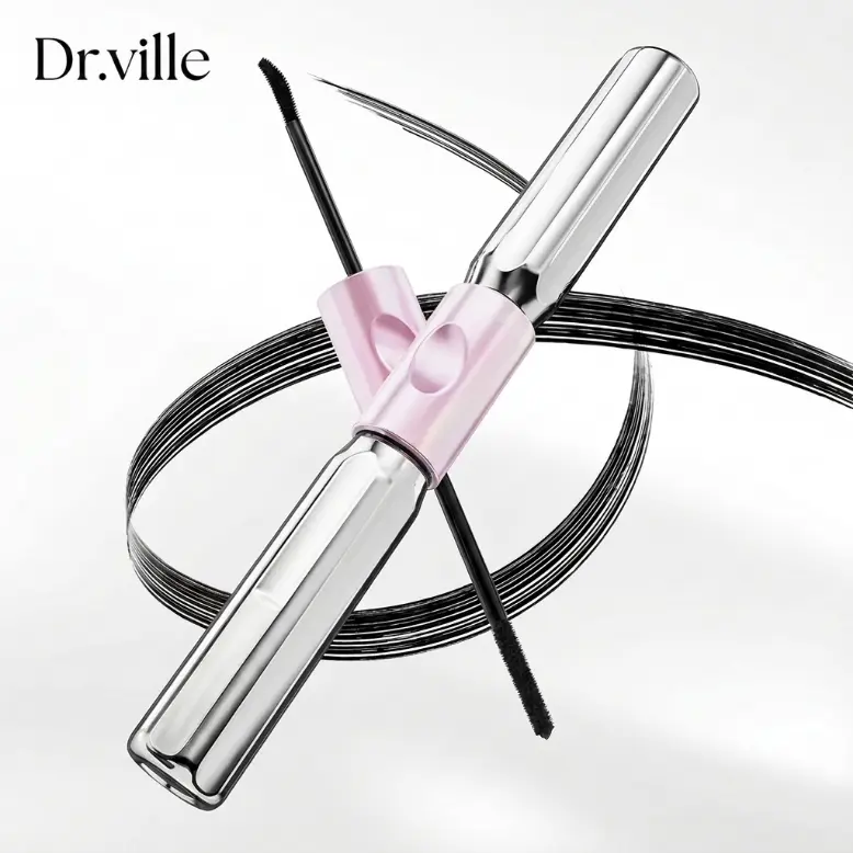 Dr.ville Dual-Ended Mascara, 2-in-1 Lengthening & Volumizing Lash Mascara, Waterproof Smudge-Proof Formula for Natural & Bold Lash Looks-B