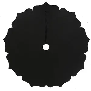 Christmas Tree Skirt,48 inch Classic Non-Woven Fabric Black Tree Skirt,for Xmas Tree and Holiday Indoor Decoration(Black, Small)