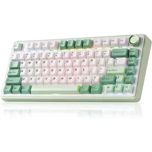 Aula F75 Gaming Keyboard, 75%  Keyboards RGB Backlit with Knob, Tri-Mode Hot Swappable Mechanical Keyboard for PC Gamer - Green