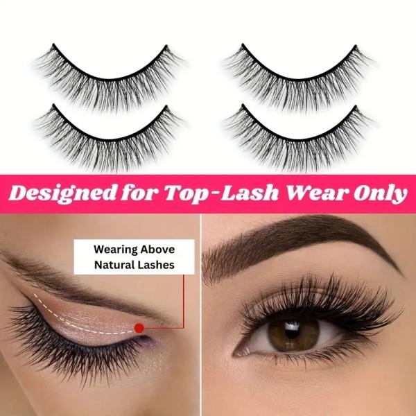 3 Pairs Self-Adhesive False Eyelashes No Glue Needed Natural Wispy Voluminous 3D Curly Faux Mink Reusable Cluster Lashes For Day Party Adults Makeup Cosmetic, cat lashes, Perfect Holiday Gift, Christmas Gift