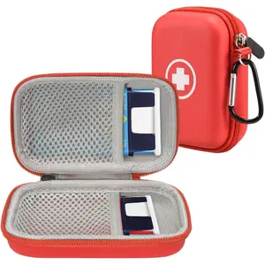 Hard Shell Emergency Medicine Bag for Auvi-Q, Inhaler & Allergy Meds| Bright Red Portable Medical Case with Carabiner & Lanyard Transparent Protective bible tab