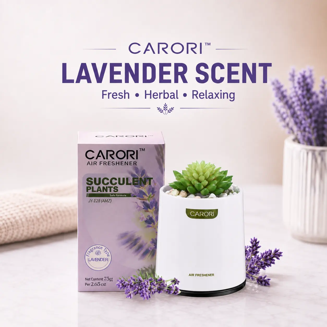 CARORI Succulent Plant Air Freshener, Lavender Scent, Solid Car Home Diffuser