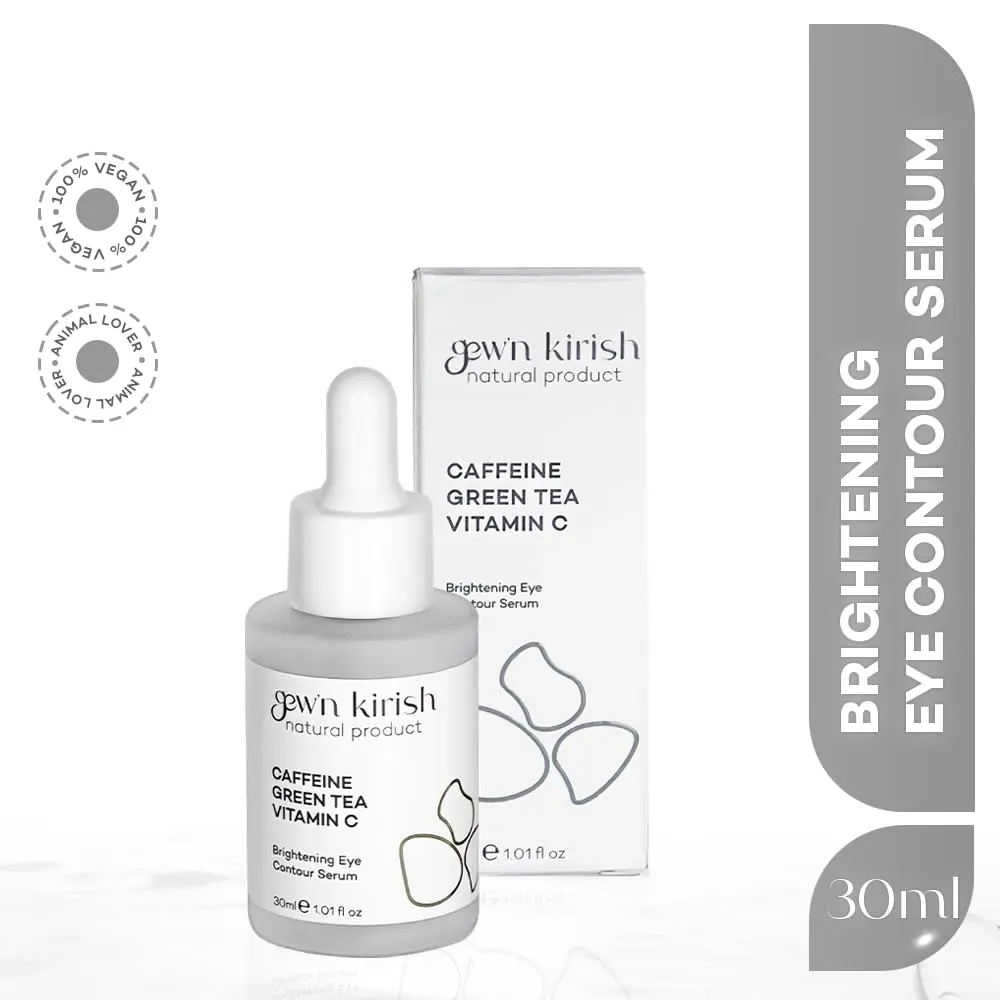 GEW'N KIRISH Dark Circles Under Eye Treatment – Puffiness, and Fine Lines Natural Caffeine Green Tea Vitamin C Brightening Eye Contour Serum / 30 ml (1.01 fl oz)