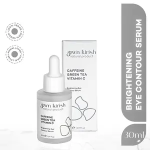 GEW'N KIRISH Dark Circles Under Eye Treatment – Puffiness, and Fine Lines Natural Caffeine Green Tea Vitamin C Brightening Eye Contour Serum / 30 ml (1.01 fl oz)