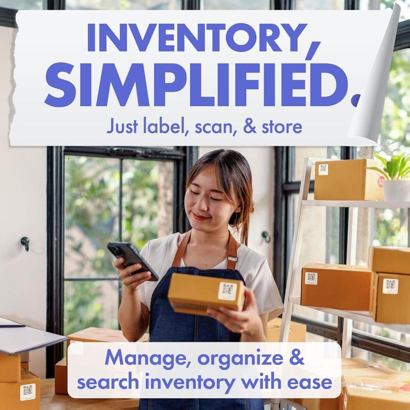 Argosy Durable Weatherproof QR Code Stickers 2x2 Inch 40 Pack USA-Made Smart Labels for Storage Bins Strong Adhesion for Moving Inventory Organization with Free App Included