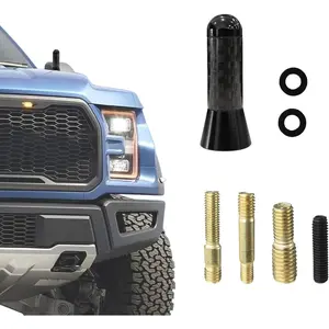 Carbon Fiber Short Car Antenna: AM/FM Reception, 4 Adapters, 2 Rubber Rings – Universal Replacement for Most Cars car bullet antenna