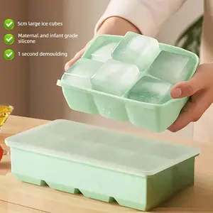 Silicone soft-freeze ice cube mold, large-sized ice cube tray, large capacity storage box, food-grade magic tool.
