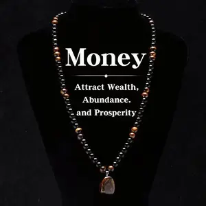 GEMRICH Prosperity necklace featuring a tiger’s eye stone pendant, crafted from healing crystals and obsidian. Suitable for anniversary celebrations, vacations, and themed parties; combines jewelry charm with abundant crystal energy—an ideal gift.