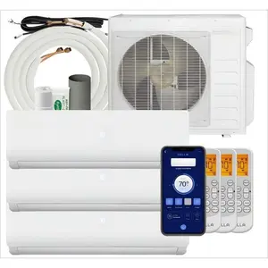 28000 BTU Tri Zone WIFI Mini Split AC/Heating System, 20 SEER2 230V Ductless Split AC with Three 9,000 BTU Indoor Units, Include Copper Tube Line Set
