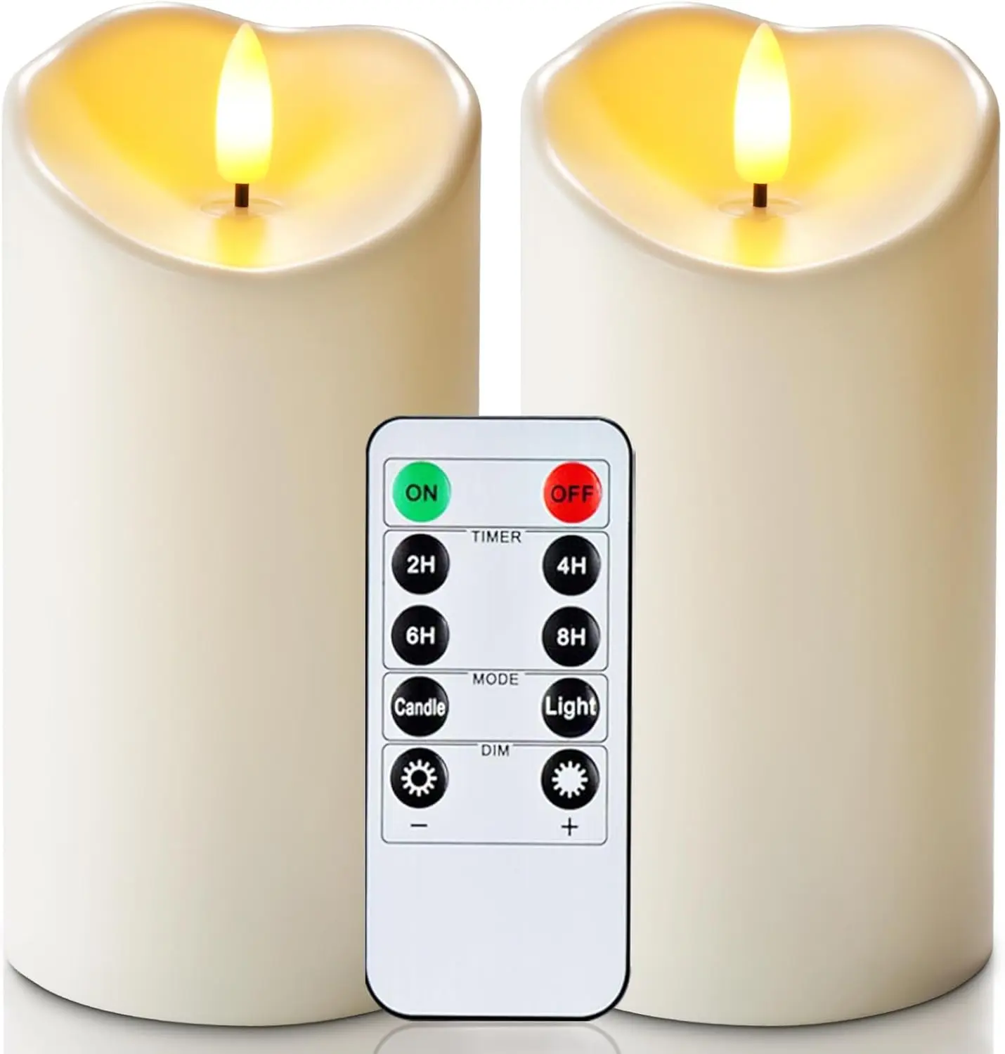 [BacktoSchool] 2PCS 6"x3" Outdoor Waterproof Flameless Candles, LED Candles, Battery Operated Candles with Remote and Timers, Electric Fake Plastic Pillar Candles, Ivory White#SummerSaleDeals