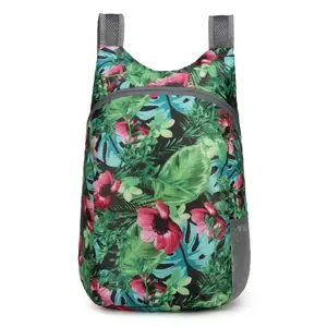 Floral Print Polyester Backpack, Lightweight Foldable Daypack, Zipper Closure,for Daily Commute, Shopping, Work - Compact & Portable bookbags