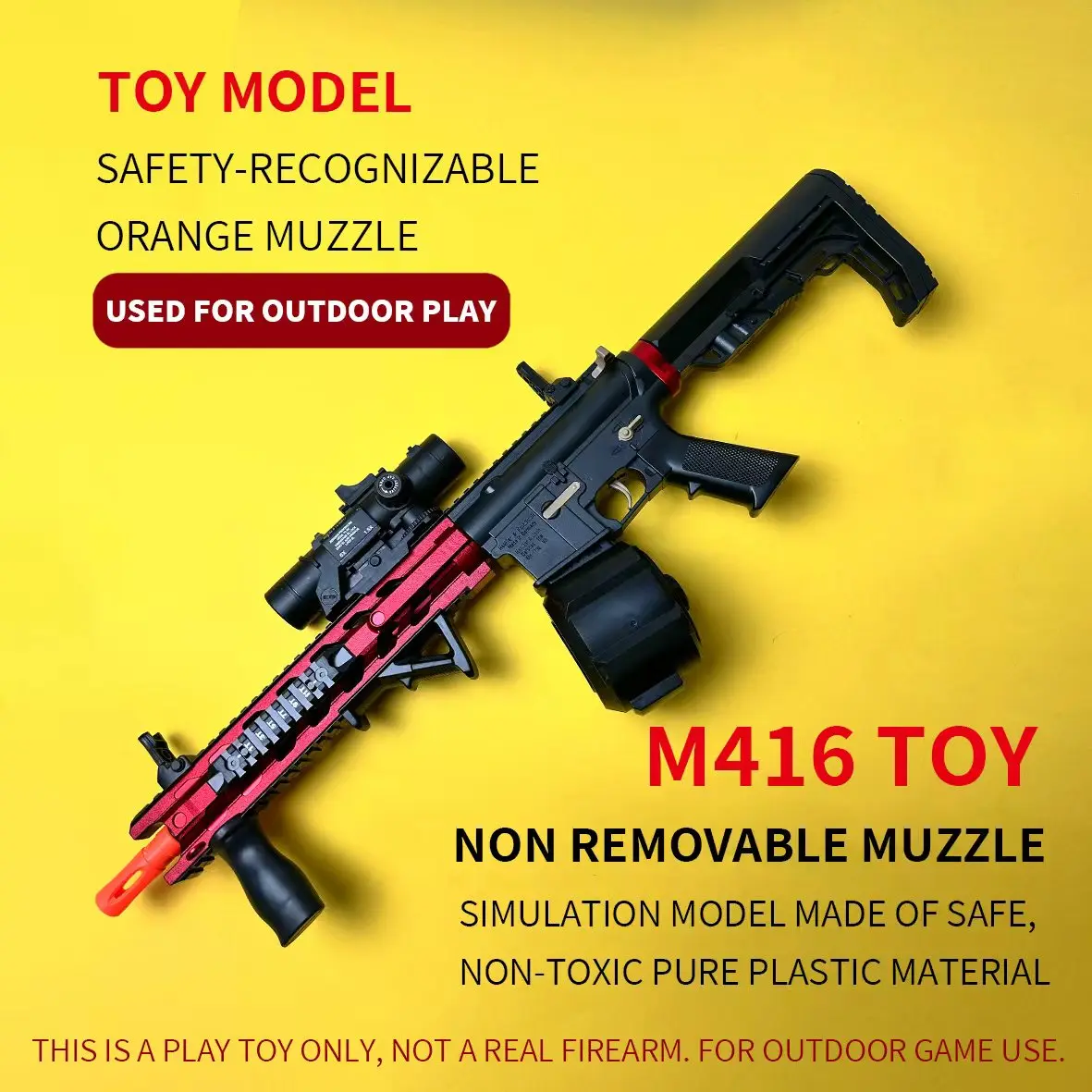 75cm M416 Gel Blaster Electric toy ,Made of nylon, Safe Orange Tip,Age 14+