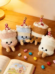 Adorable Cake Design Plush Bag Charm Keychain, Cute Cartoon Cake Decoration, Unisex Handbag Accessory for All Seasons, Stylish Chain Design